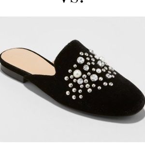 Pearl backless loafers